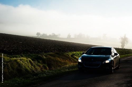 photo @ angelle-brume-voiture-paysage hivers lumiere voiture fantome mystère