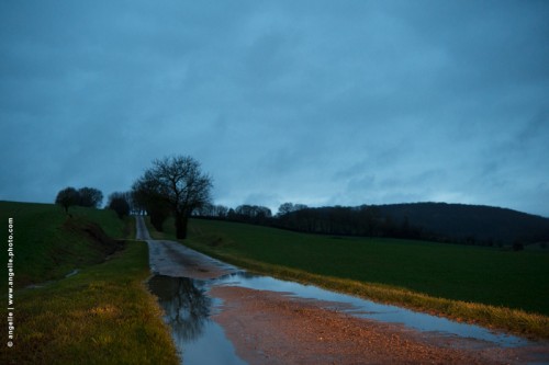 photo © angelle nuit route campagne désert solitude voyage inondation crépuscule prés ligne ondulation 