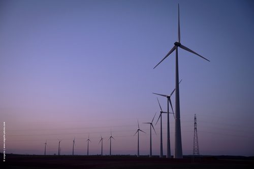 photo © angelle éolienne paysage énergie crépuscule ligne géant vent